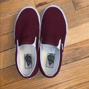 Burgundy slip on vans